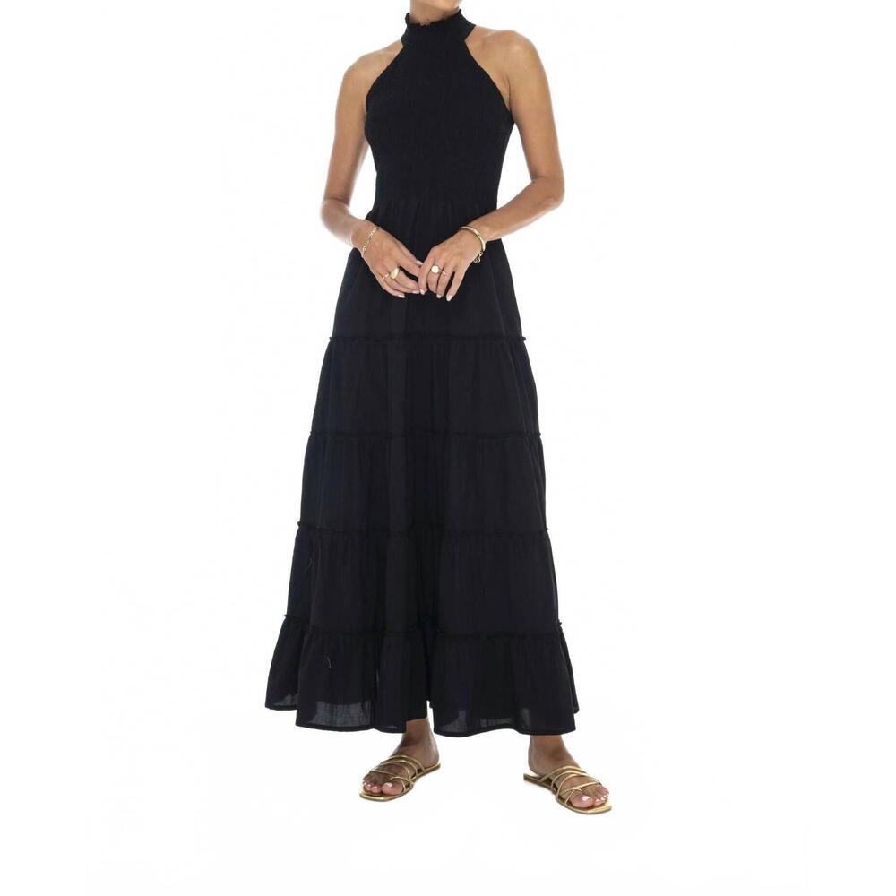 NEW PHIE COLLECTIVE brushed cotton maxi halter dress in black
